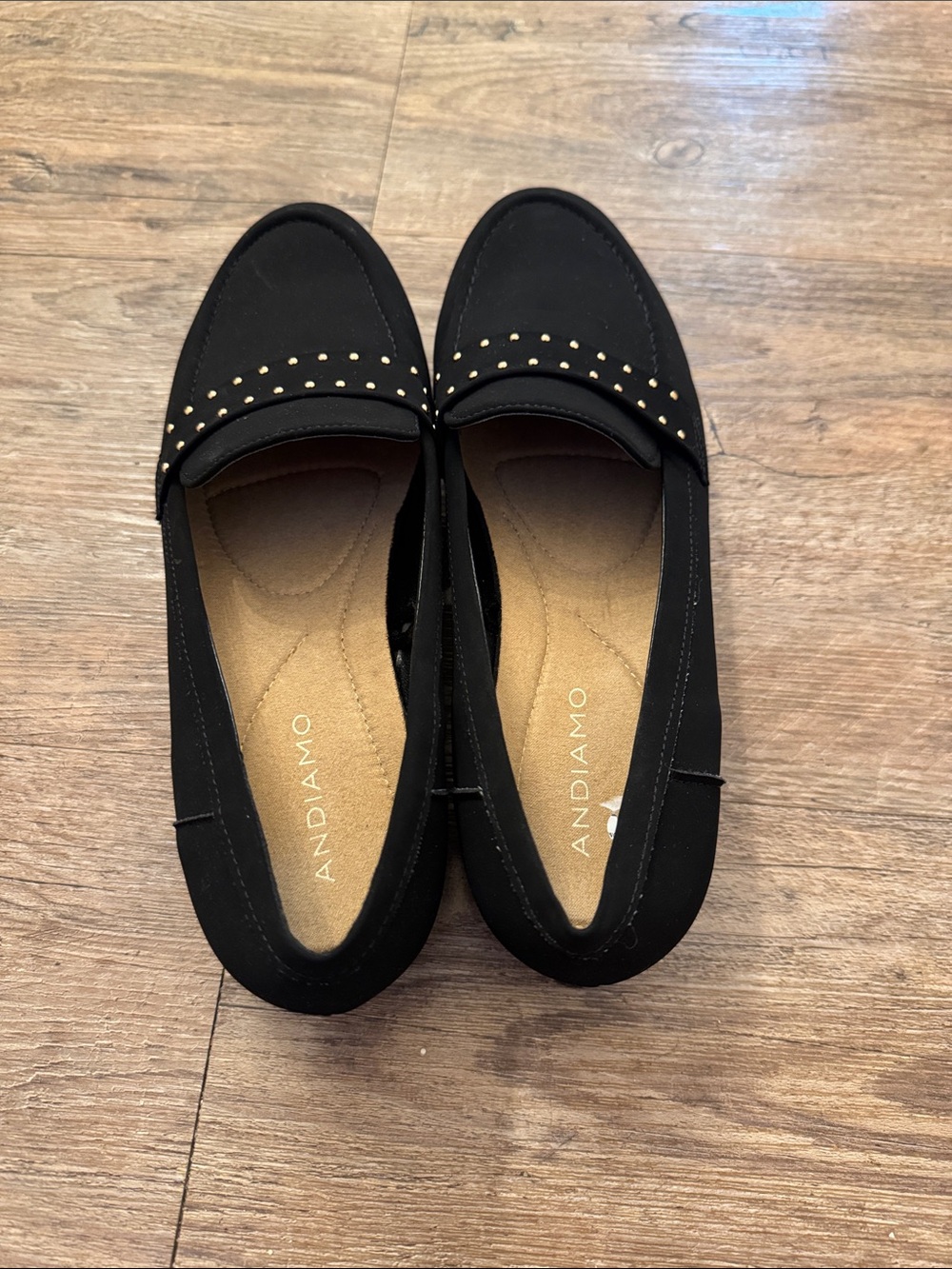 Black Stud-Accent Women’s Slip-On Loafers - Picture 2 of 5